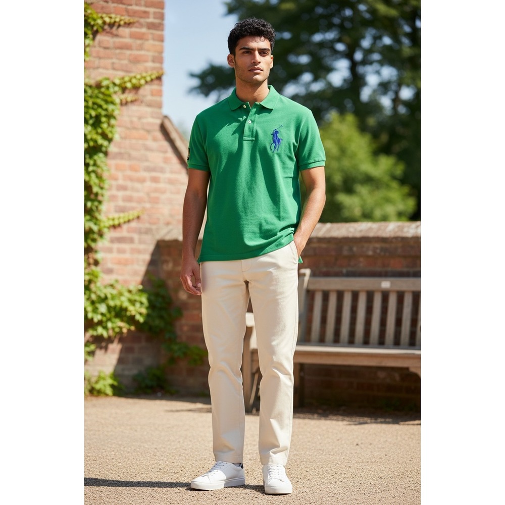 Ralph Lauren US Open Polo Shirt Mens XL Green Big Pony Short Sleeve Cotton Blend